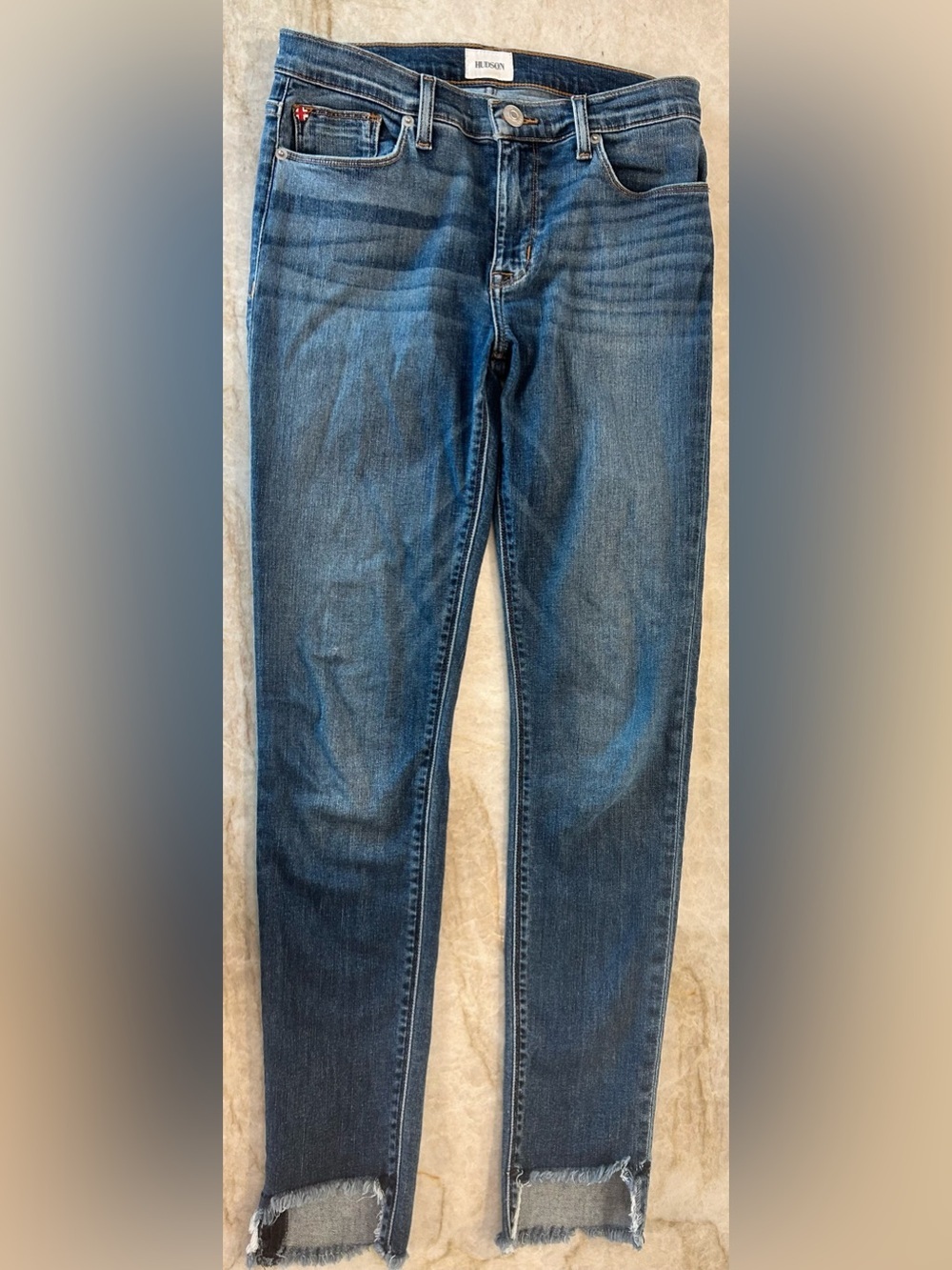 HUDSON Women’s Jeans Size 27 Dark Wash Distressed Raw Hem Skinny